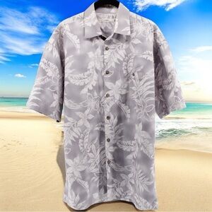 Moda Campia Moda Grey White Hawaiian Casual Button‎ up Luau Men's Size M
